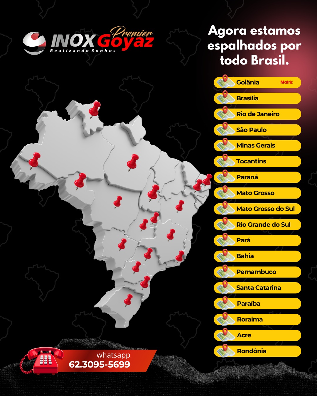 Mapa de Atuação Inoxy Goyaz